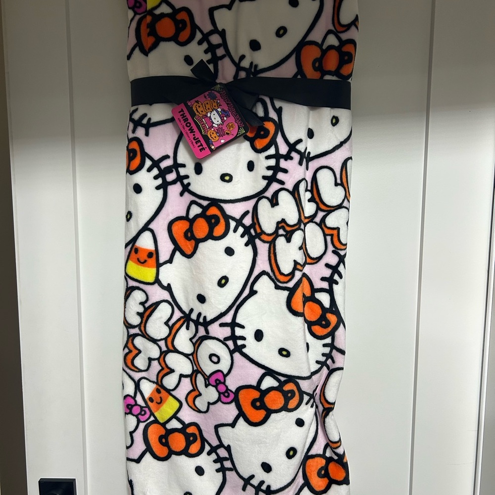 Hello Kitty Pink Halloween Candy corn Blanket